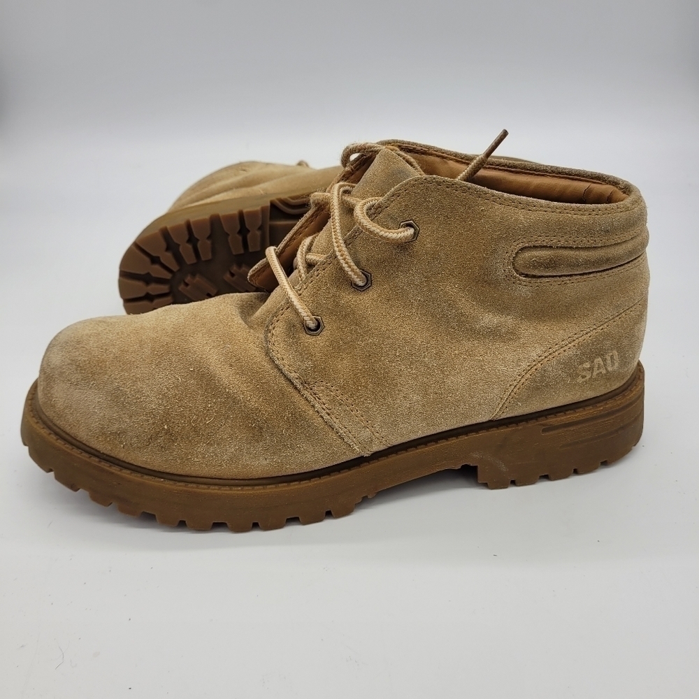 SAO Stacy Adam’s Brown Tan Leather High Top Lace Up Ankle Men’s 10 Boots - Picture 12 of 13